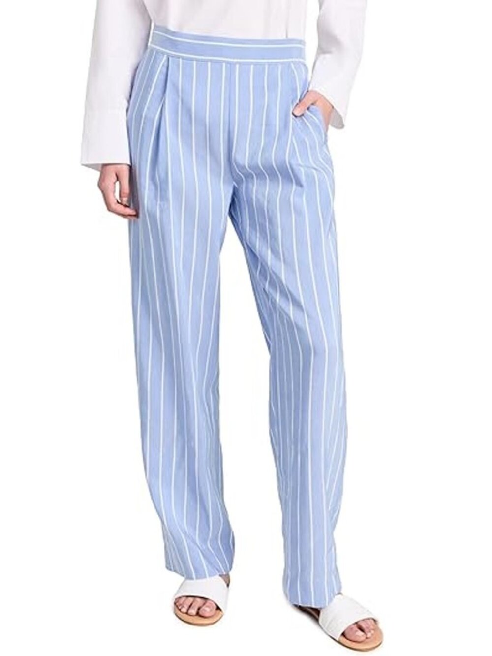 Vince Blue and White Stripe Wide Leg Pants, size M - Picture 2 of 12